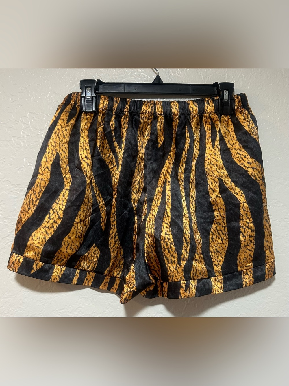 Nasty Gal Women’s Black and Gold Animal Print Satin Shorts - Picture 2 of 5